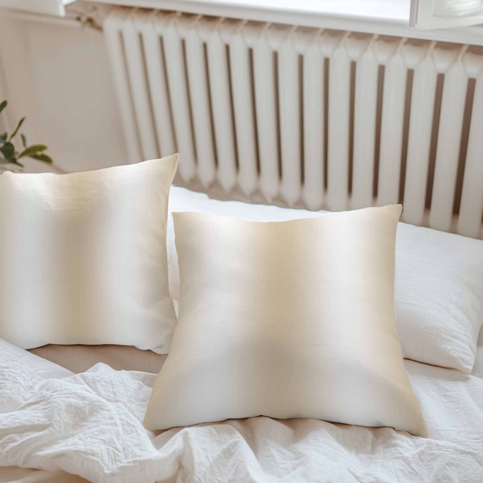 Beige White Ombre Throw Pillow Covers 20x20 Inch Set of 2, Abstract Art Modern Cream Gradient Waterproof Outdoor Pillow Covers, Decorative Cushion Pillowcases for Couch, Sofa, Bed, Garden, Patio