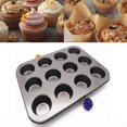 thumbnail image 6 of XDDST 12 Cup Steel Cupcake Baking Pan Non Stick Dishwasher Safe Muffin Pan for Baking 9.84×7.1in, 6 of 7