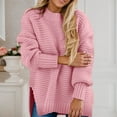 thumbnail image 4 of Oversized Knit Sweater Long Sleeve Half Turtleneck Pullover Side Slit Casual Warm Soft Loose Top, 4 of 6