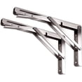 thumbnail image 1 of Soporte plegable de 400 mm, soporte de consola plegable de acero inoxidable, soporte para estante de pared, 2 piezas con tornillos de fijación, 1 of 8