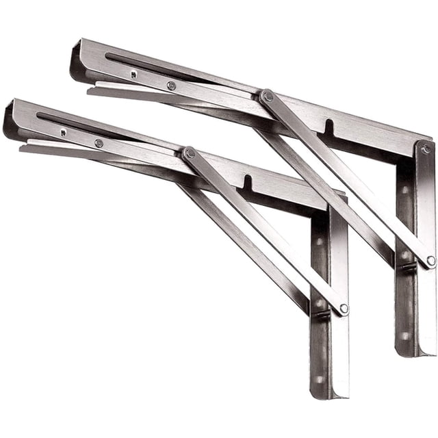 Soporte plegable de 400 mm, soporte de consola plegable de acero inoxidable, soporte para estante de pared, 2 piezas con tornillos de fijación