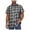 Black-E, variant on Men's Short Sleeve Cotton Plaid Shirt with Double Pocket, Coffee, Size XXL