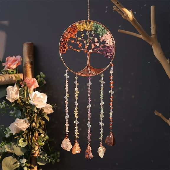 Dreamsum 1 pc Gemstone Dream Catchers Color Natural Gem Raw Stone Wall Hangings Room Garden Decor