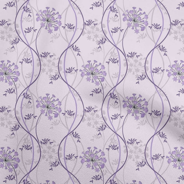oneOone Cotton Silk Light Purple Fabric Florals Craft Projects Decor Fabric Printed By The Yard 42 Inch Wide