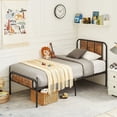 thumbnail image 3 of VECELO 3-Piece Bedroom Set Bed Frame and 2 Brown Nightstand (Set of 3), 3 of 8