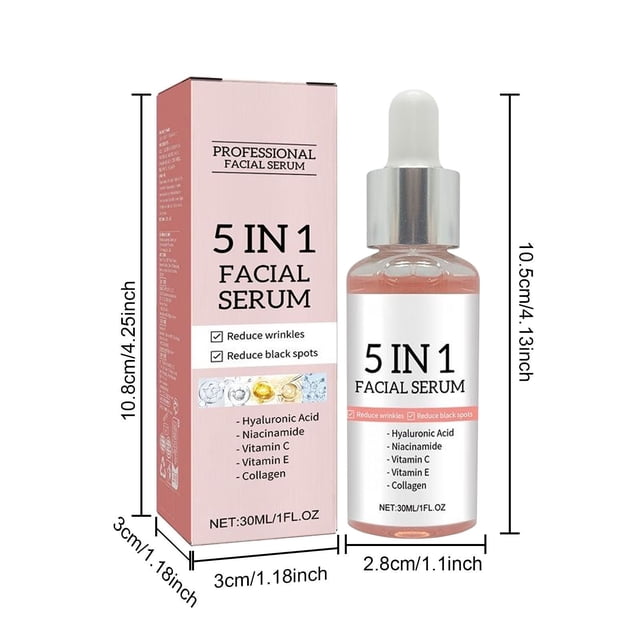Tratamiento facial 5 en 1: Nutre, embellece, hidrata, combate las arrugas, tensa y reduce las manchas (30 ml)