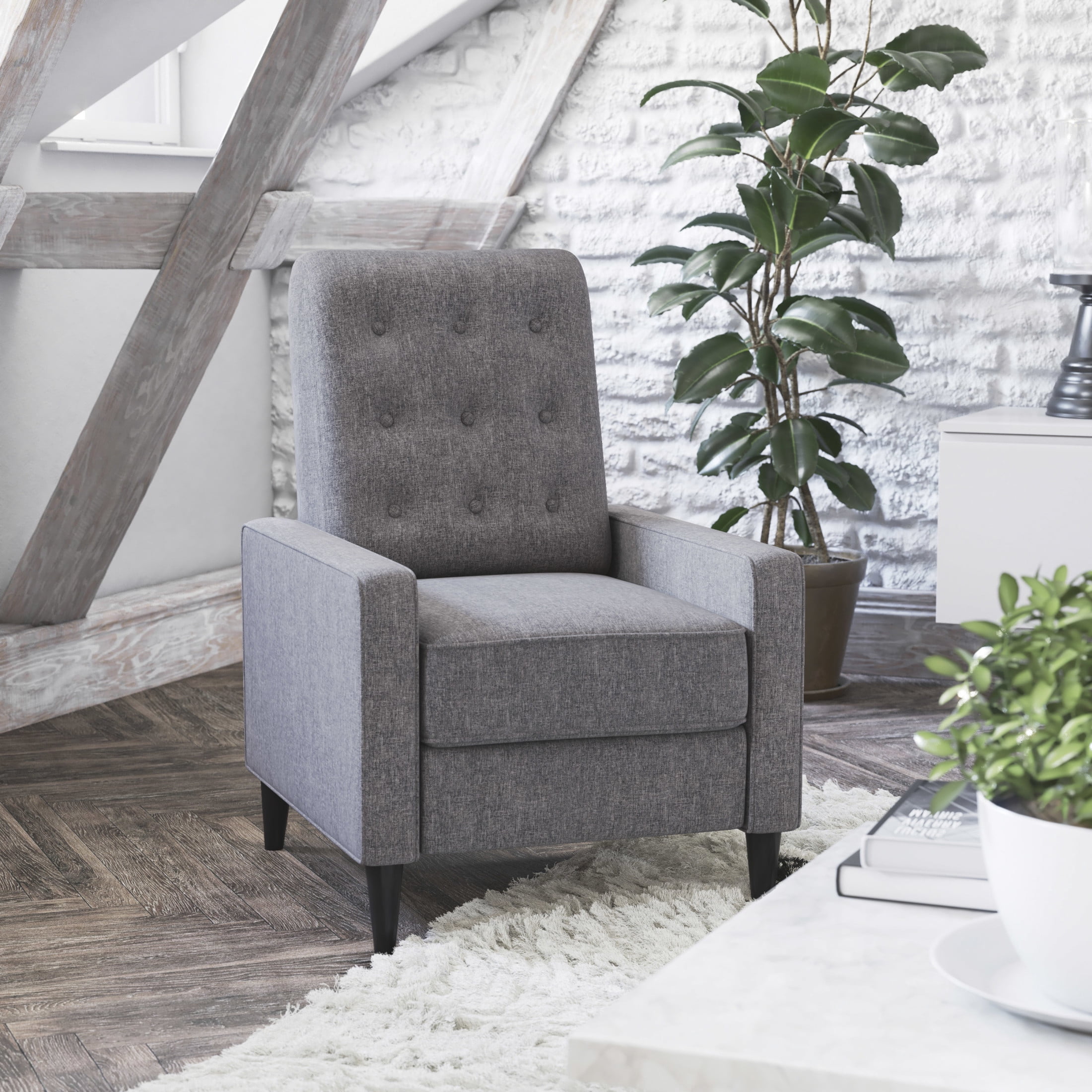 Flash Furniture Ezra Ezra Fabric Push Back Recliner, Gray