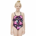thumbnail image 3 of Cartoon Kirby Children's Swimsuit Adjustable Off Shoulder Ruffle Swimwear One-piece Girls Kids Beach Bathing Suits 6-12 Years, 3 of 7