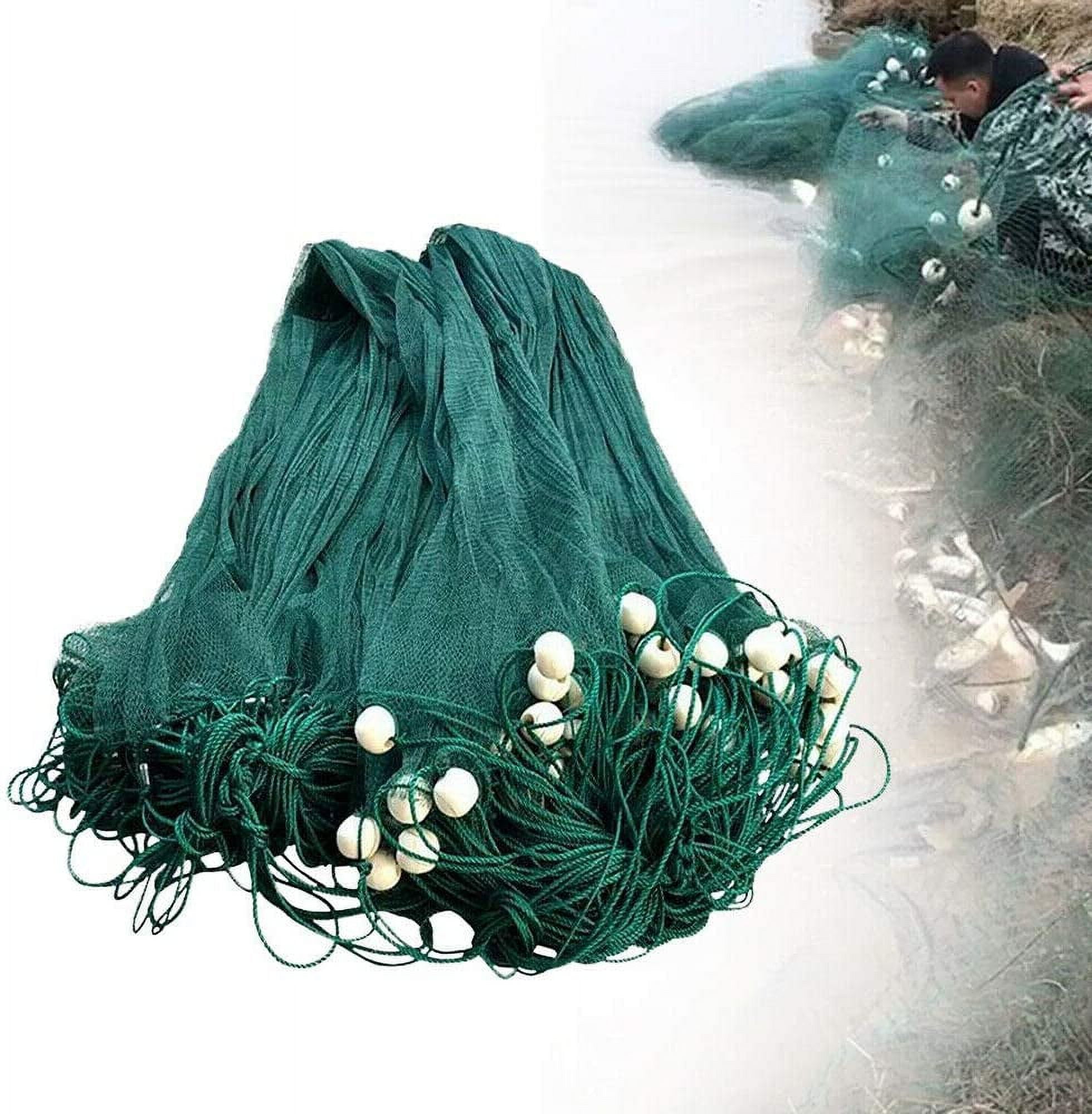ANQIDI 33' Green Fishing Net Hand Made Nylon Beach Seine Drag Net