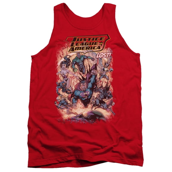 JLA Justice League Lost Adult Tank Top Red