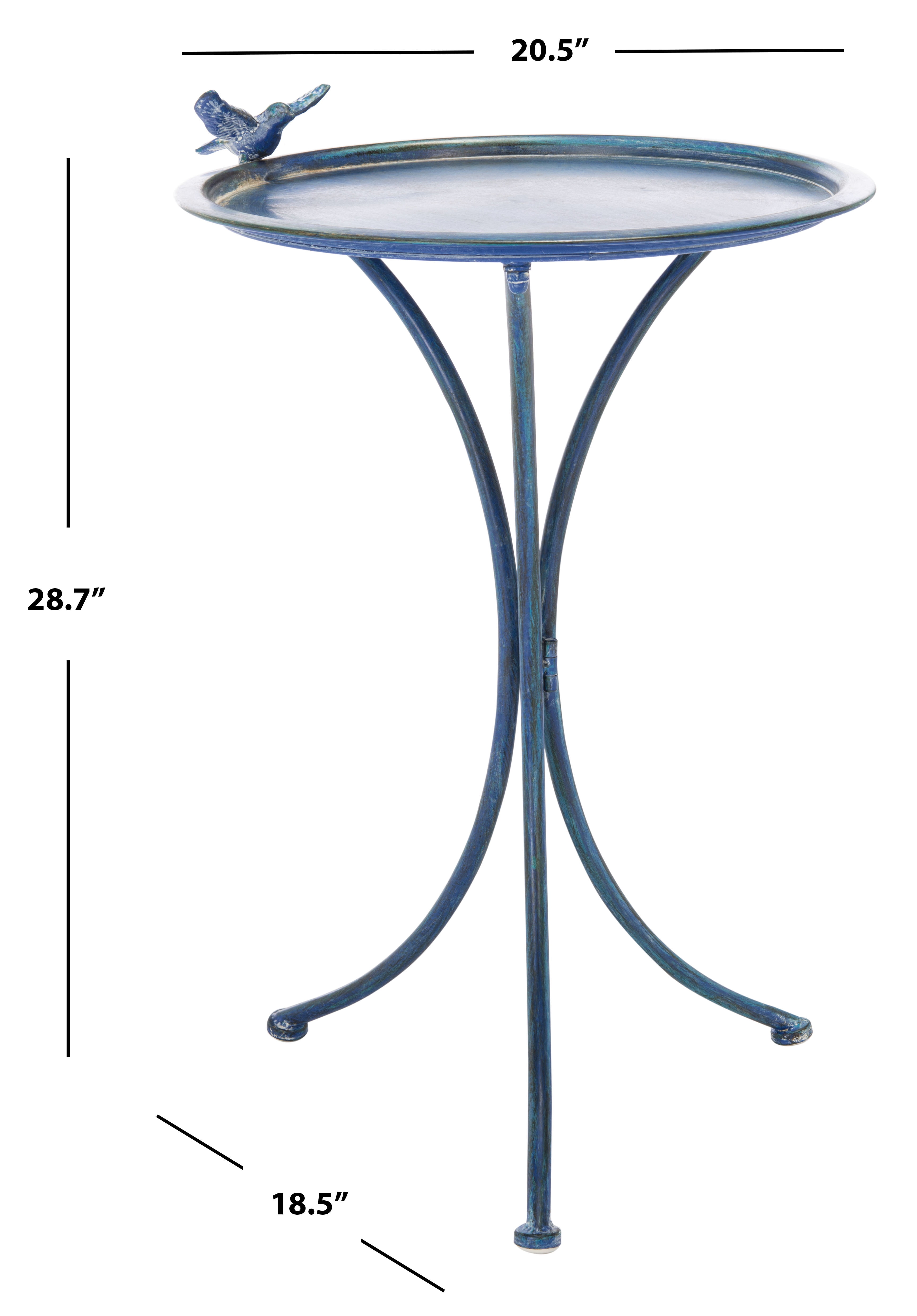 SAFAVIEH Kensi Solid Rustic Outdoor Patio Bird Bath, Antique Blue