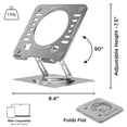 thumbnail image 6 of Swivel Laptop Stand for Desk – Adjustable Laptop Riser with 360° Rotation, Height & Tilt, Vented Metal Cooling Panel, Portable Folding Stand (Silver), 6 of 10