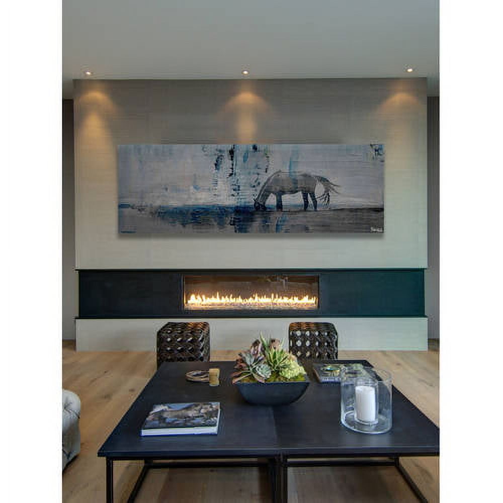 Parvez Taj Horse Grazing Blue Canvas Wall Art