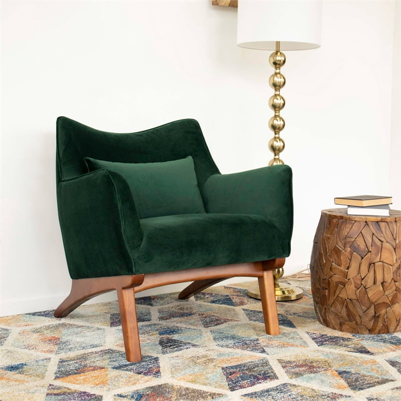 Mid Century Modern Gatsby Green Velvet Accent Chair - Walmart.com