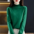 thumbnail image 2 of Mock Neck Sweaters for Women Knit Warm Sweater Long Sleeve Tops Casual Soft Lightweight Shirts Green XL, 2 of 6