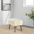 thumbnail image 5 of Home Soft Things Feathery Faux Fur Stool Chair Upholstered Footrest Ottoman with Black Metal Legs and Padded Seat, Ivory, 19" x 13" x 17", 5 of 8