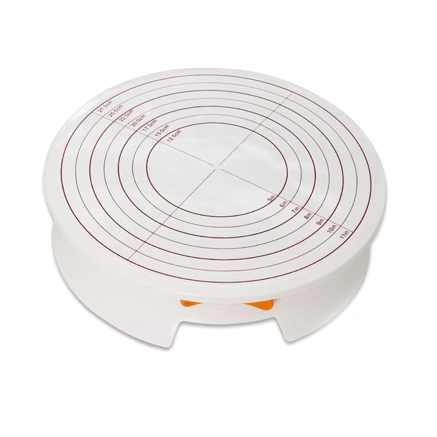 Plato Giratorio Para Tartas, Soporte Giratorio Estable De Plástico Blanco Para Hacer Tartas Con Escala Transparente Y Botón De Interruptor, Ayudante Para Hacer Tartas Para Hornear En La Cocina Scienceny HA014245-00