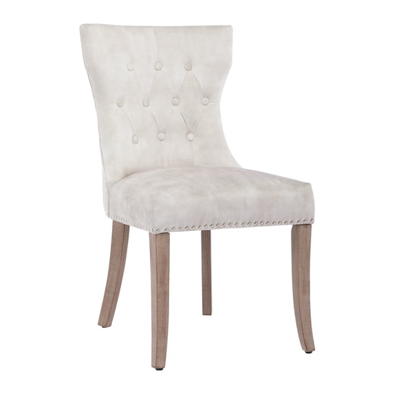 Foredo Velvet Dining Chairs, Modern Upholstered Wingback Dining Chair, Side Chairs with Button Tufting for Dining Room Living Room, Beige