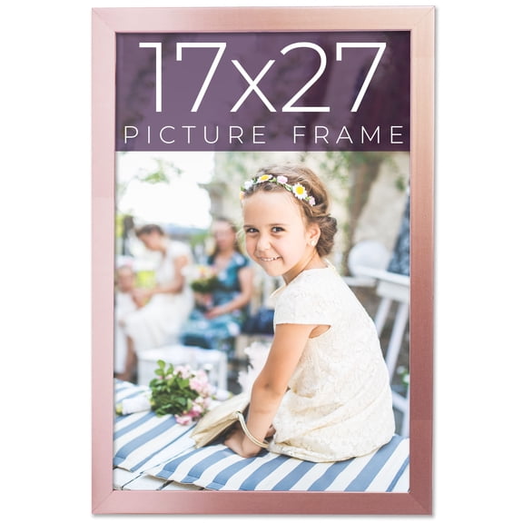 17x27 Frame Pink Real Wood Picture Frame Width 0.75 inches | Interior Frame Depth 0.5 inches | Rose