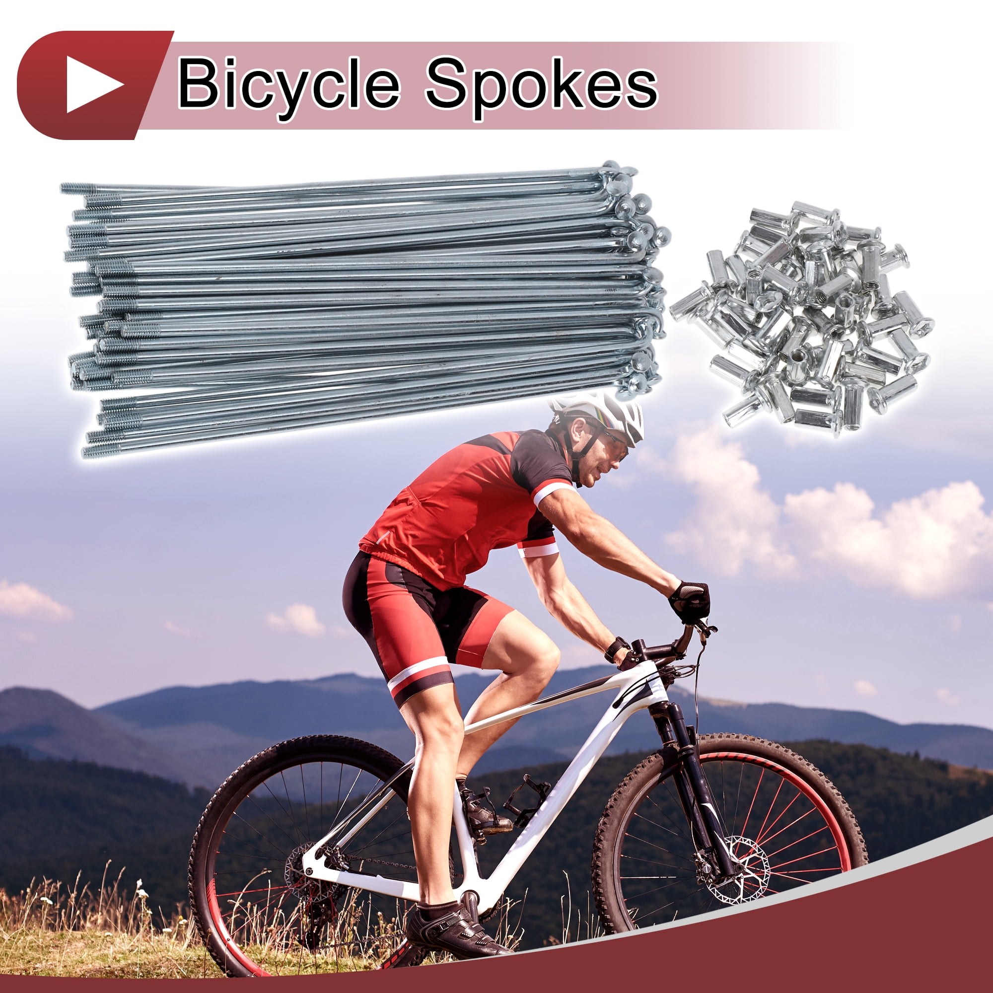 Unique Bargains 48Pcs 10G J Bend Bike Wheel Spokes Carbon Steel Galvanized Silver 5.51"