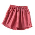 thumbnail image 5 of Lenpel Women's Sweat Shorts 2 Pc Casual Elastic Waist Drawstring Comfy Lounge Shorts Athletic Workout Shorts with Pockets, 5 of 6