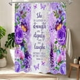 thumbnail image 3 of Purple Floral Bible Verse Quotes Shower Curtain, Rustic Christian Scripture Flowers Butterfly Shower Curtains for Chic Bathroom Decor, Lavender Modern Shower Curtain, 72x72 Inch, 3 of 6