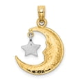 thumbnail image 4 of Real 14kt Two-Tone Polished Half Moon and Star Pendant; for Adults and Teens; for Women and Men, 4 of 4