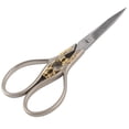 thumbnail image 1 of 1 tijera de sastre de acero inoxidable, accesorio de costura para el hogar (plateado con patrón dorado)., 1 of 14