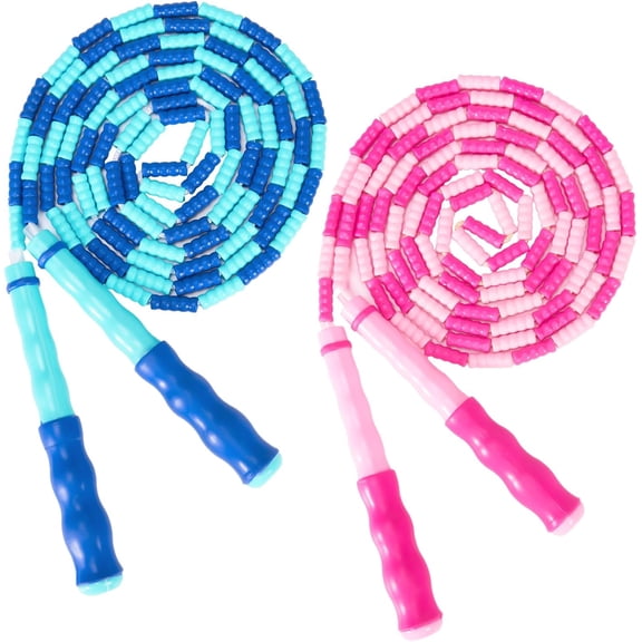 2 Pack Jump Rope for Kids, Adjustable Tangle-Free Soft Beaded Skipping Rope, Segmented Soft Beaded Skipping Rope, 9.2 FT Segmented Jumping Rope, Fitness Workout Exercise for Kids, Man, and Women