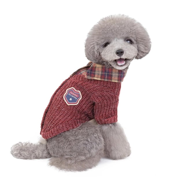 Cachorro gatito encantador solapa suéter mascotas otoño invierno mantener caliente traje de moda Tmvgtek Para estrenar