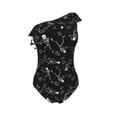 thumbnail image 4 of Yiaed Cute Skull Print Women One Piece Swimsuits Tummy Control One Shoulder Bathing Suits Pattern Ruffle Swimwear-Small, 4 of 8