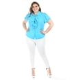 thumbnail image 2 of Blusa con detalle de olanes Roman Fashion /Tallas Extras, 204 (Azul claro) azul 42, 2 of 6