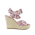 thumbnail image 3 of BLISSFUL STEP Women's Shoes Floral Printed Bow Tie Platform Slingback Espadrille Wedge Sandals Pink 10, 3 of 7