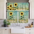 thumbnail image 4 of 3 Piece Kitchen Curtains and Valances Set Sunflowers Cafe Curtains 36 Inch Length Botanical Ombre Flowers You Are My Sunshine Valance & Tier Curtain for Living Room Bedroom Window 54"x18"+27"x36"*2, 4 of 6