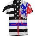 thumbnail image 2 of EMS EMT Firefighter Thin Blue Lives Line Flag All Over Mens T Shirt Multi 2XL, 2 of 2