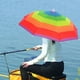 thumbnail image 5 of Sombrero de paraguas colorido parasol arcoíris manos libres | Ajuste elástico ajustable para adultos, hombres, mujeres | Sombreros ligeros para la lluvia en la playa | Plástico de 20 pulgadas |, 5 of 5