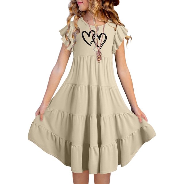 Robes pour Fille, Robe Mignonne, Robe d'Anniversaire pour Fille, Robes de Fête d'Anniversaire pour Fille, Ensembles pour Bébé Fille 6-7 Ans