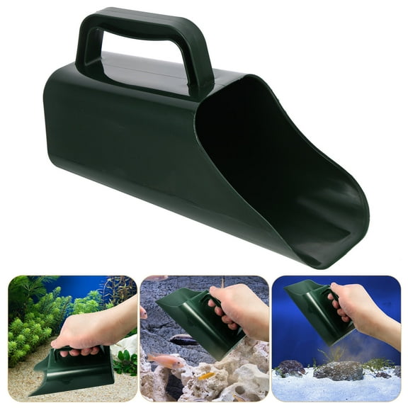QIFULL Fish Tank Shoveling Tool Plastic Green Bucket Shape for Aquatic Maintenance 1Pack