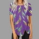 thumbnail image 5 of Blusas de Manga Corta para las Mujeres Botón Impreso Cuello Redondo Top Casual, Blusas para las Mujeres Casual, 5 of 5
