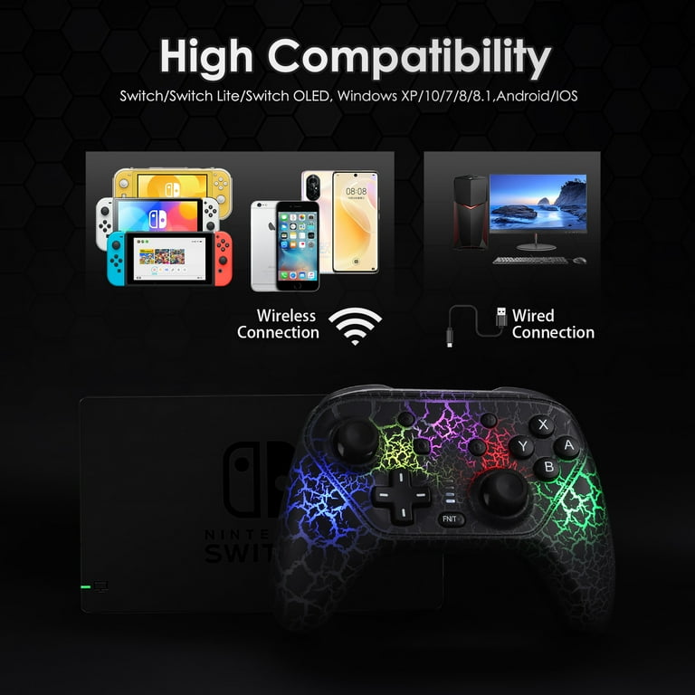 9 RGB Light Wireless Controller For Nintendo Switch/OLED/Lite