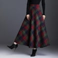 thumbnail image 6 of Womens Plaid Skirt Fall Long A-Line High Elastic Waisted Skirt Winter Vintage Woolen Tartan Skirts with Pockets, 6 of 6