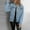 Blue, variant on Sanbonepd Women's Pearls Beading Embroidery Denim Jacket Casual Embroidered Jean Coat Outerwear