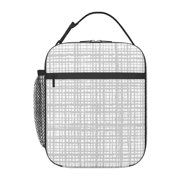 YFYANG Réutilisable Adulte / Enfants Portable Lunch Sac, Abstract Gray Line Texture Mains Libres Poignée Isolation / Sac Froid pour l'École, le Travail, les Pique-Niques, Voyage
