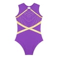 thumbnail image 3 of Aislor Kids Girls Sleeveless Keyhole Back Patchwork Gymnastics Leotard Kids Ballet Dance Unitard Purple 16, 3 of 5