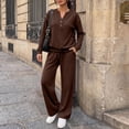 thumbnail image 6 of Evdexr Women's Lounge Sets 2 Piece Long Sleeve Henley Shirts & Trousers Loungewear 2026 Winter Athletic Vacation Sets Baggy Solid Tracksuits with Pocket L, 6 of 6