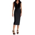 thumbnail image 1 of Vestido BELLA BARNETT con cuello en V, vendaje negro con plumas, sin mangas, 1 of 4
