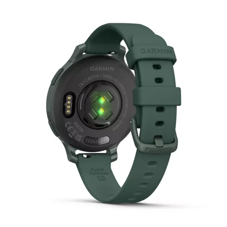 Garmin Lily 2 Active 38 mm Women Stylish GPS Smartwatch Jasper Green w Black EarBuds