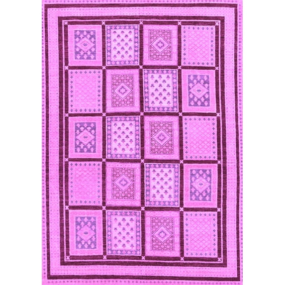 Ahgly Company Indoor Rectangle Abstract Purple Modern Area Rugs, 5' x 7'