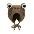 thumbnail image 2 of CxhicLuv Frogs Eye Knitted Hat Cute Adjustable Warm Winter Beanie Polyester Lined Elastic Kids Teens Novelty Animal Design Ski Cap Snow Cold Weather Cozy Outdoor Gift, 2 of 6