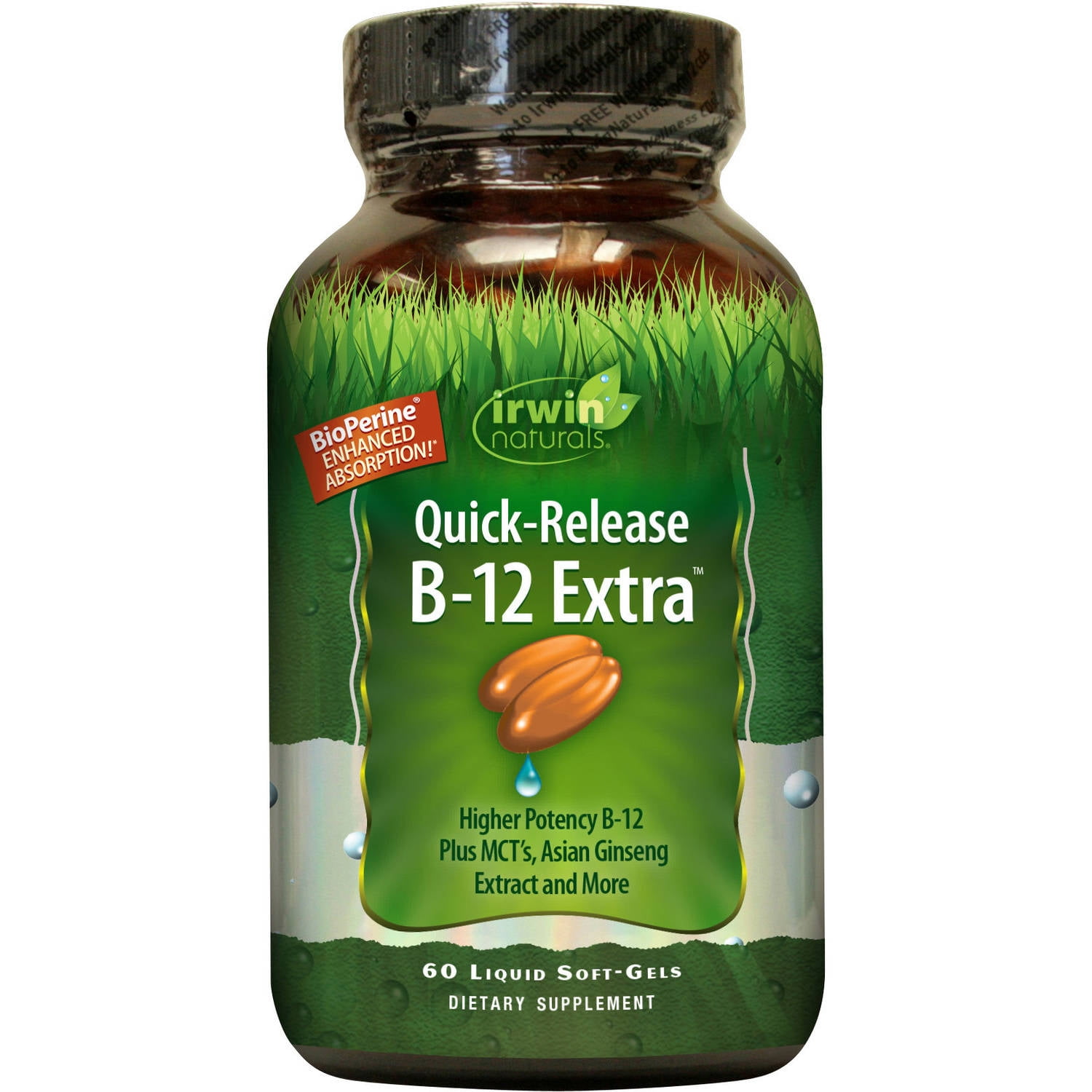 QuickRelease B12 Extra with BioPerine for Enhanced Absorption (60 Liquid Softgels)